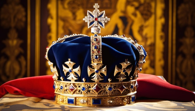 Foto kings crown en britse vlagillustratie