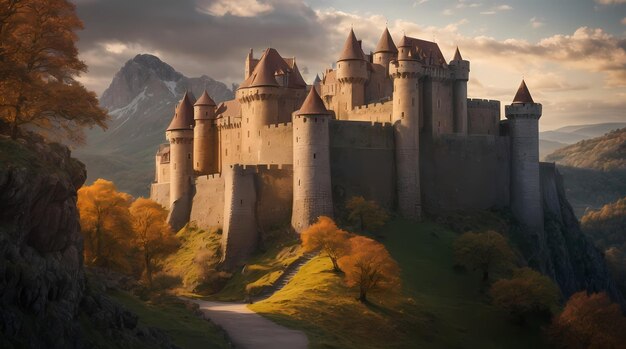 Photo kings and knights photorealistic medieval castle evoking historical atmosphere