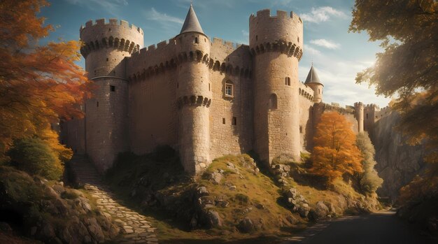 Photo kings and knights photorealistic medieval castle evoking historical atmosphere