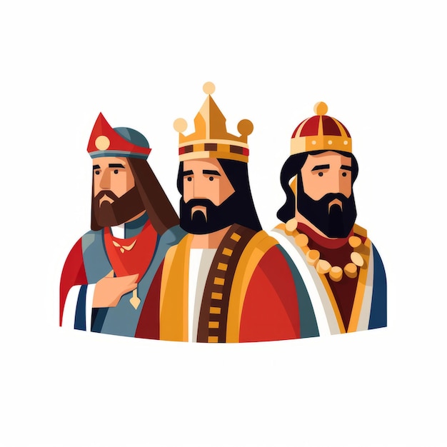 Photo kings of their realm a trio of crowned men standing majestically