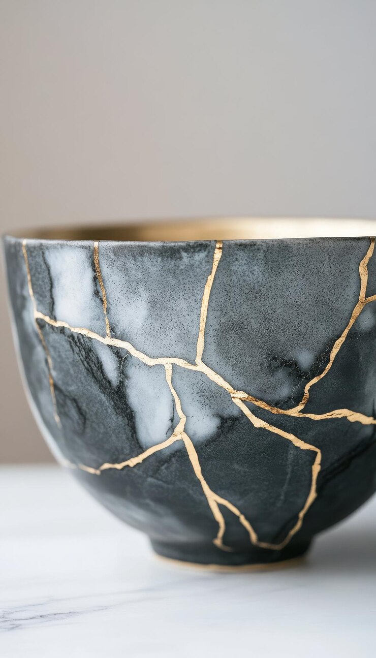 Kintsugi Ceramic Bowl Gold Accentsquot