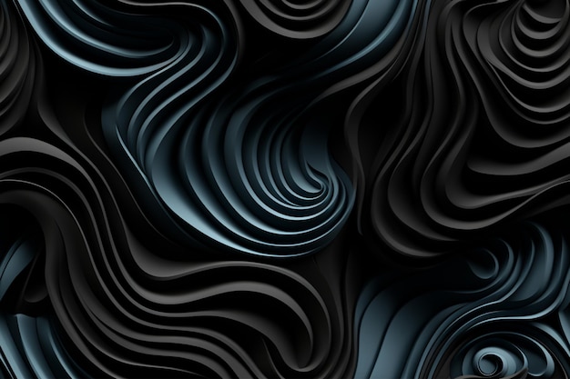 Foto stile kintsugi piastrelle nere e blu vortice modello senza cuciture 3d