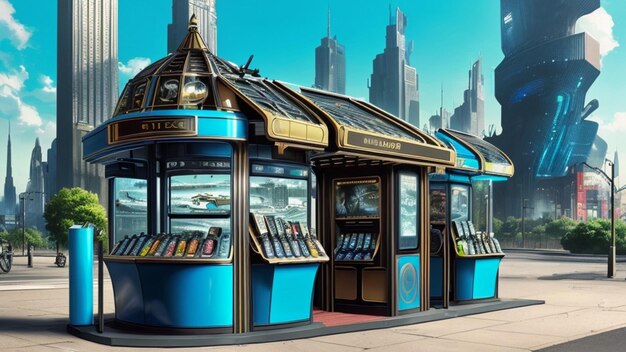 Kioks in a futuristic city future world