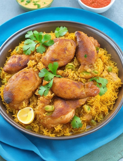 Kip biryani-afbeelding gegenereerd met behulp van AI