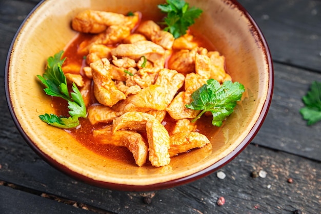 Kip Stoofvlees Tomatensaus Gestoofde Kipfilet Stroganoff Voedsel Verse Gezonde Maaltijd Snack