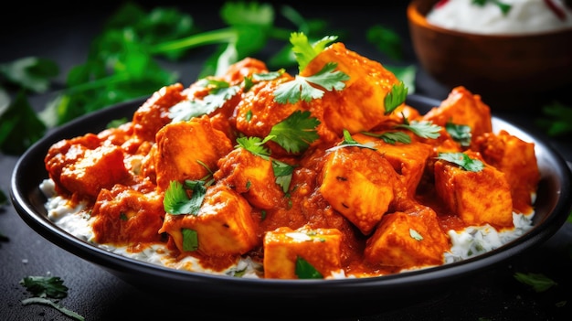 kip tikka masala Achtergrondafbeeldingen Natuurlijke kleuren heldere achtergrond Generatieve Ai