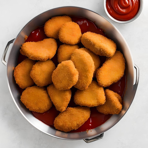 Kipnuggets met ketchup generatieve kunst door AI