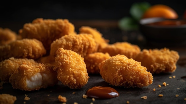 Kipnuggets op een donkere achtergrond