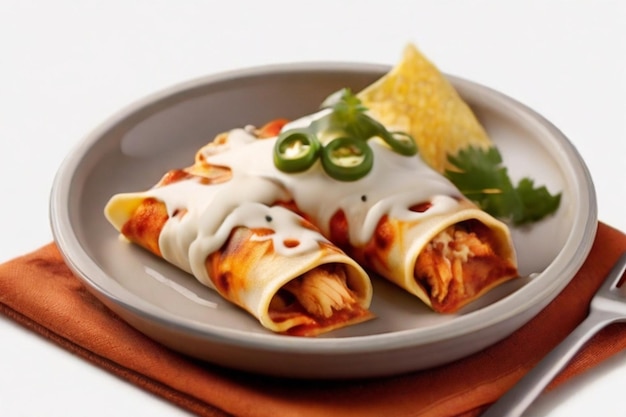 Kippen enchiladas geïsoleerd op een doorzichtige achtergrond