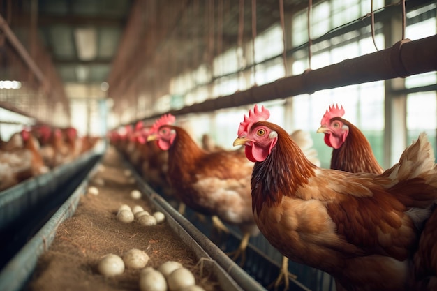 kippenboerderijen voor de productie van verse en gezonde eieren voor consumptie