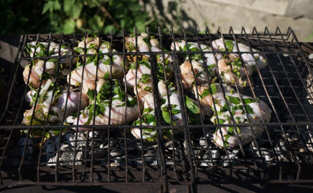 Kippenvleugels met kruiden bereid op de grill