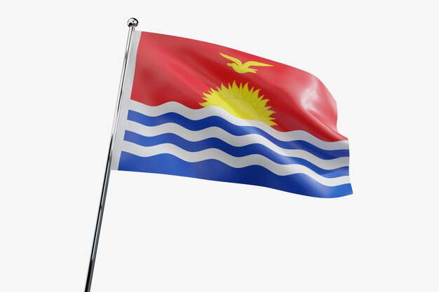 Kiribati waving fabric flag isolated on white background 3D illustration