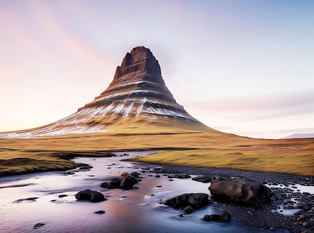 Kirkjufell 산과 Kirkjufellfoss 폭포 Grundarfjordur Snaefellsnes 반도 아이슬란드