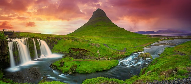 Kirkjufell mountain and waterfall