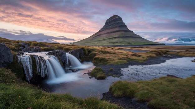 Kirkjufell at sunrise in iceland beautiful landscape