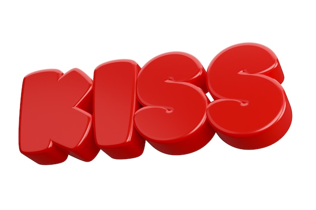 Kiss 3d render tekst zin inscriptie