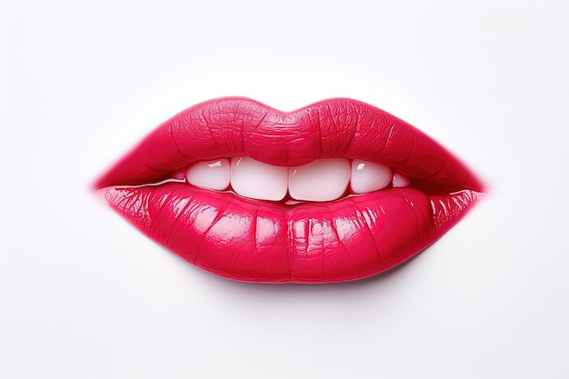 Kissed lips on white surface