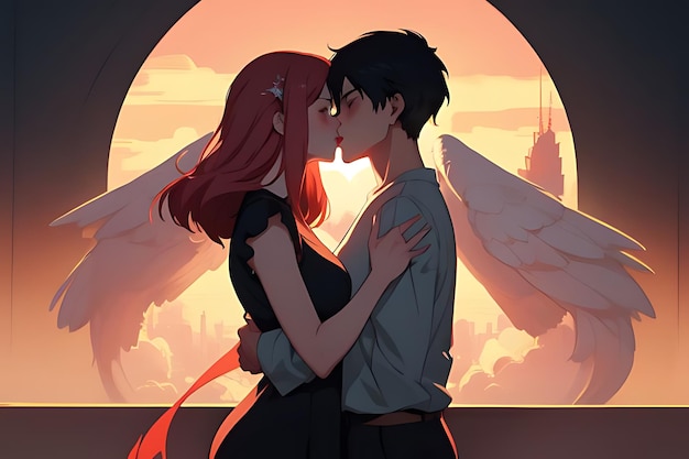 Photo kissing anime couple