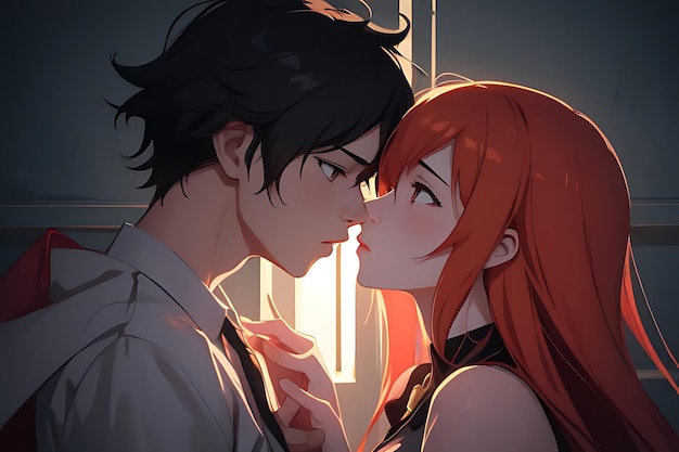 kissing anime couple