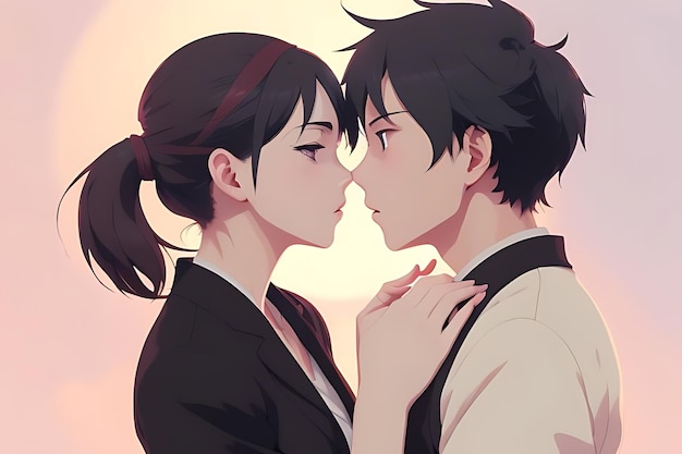 kissing anime couple