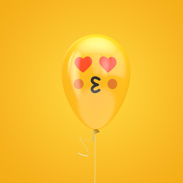 kissing with heart eyes emoji floating balloon