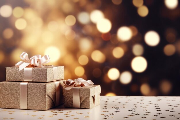 Kisten met geschenken op een heldere achtergrond voor de feestdagen Nieuwjaar en Kerstmis