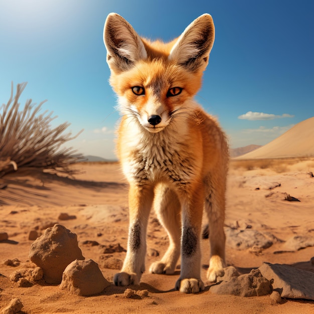 Photo kit fox with reddishbrown fur and large ears