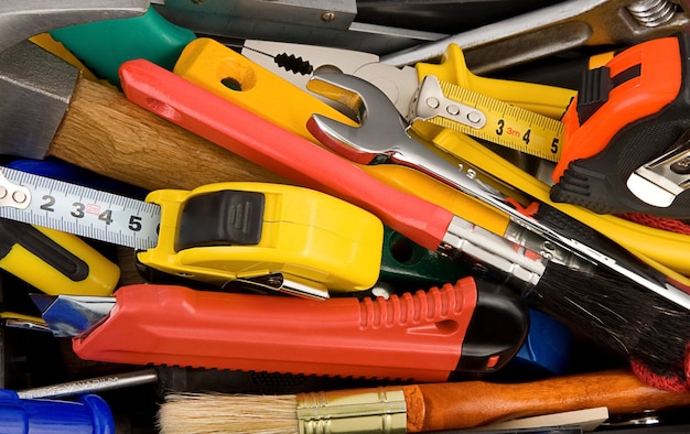 Kit of tools and instruments in black box