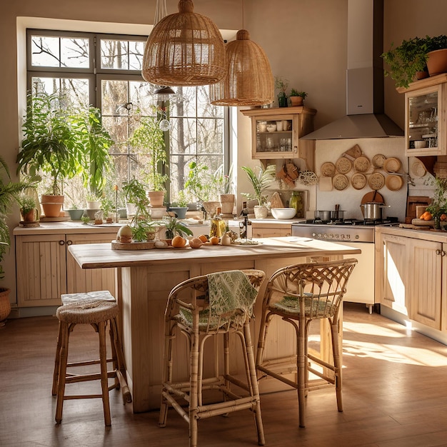 Kitchen in boho style