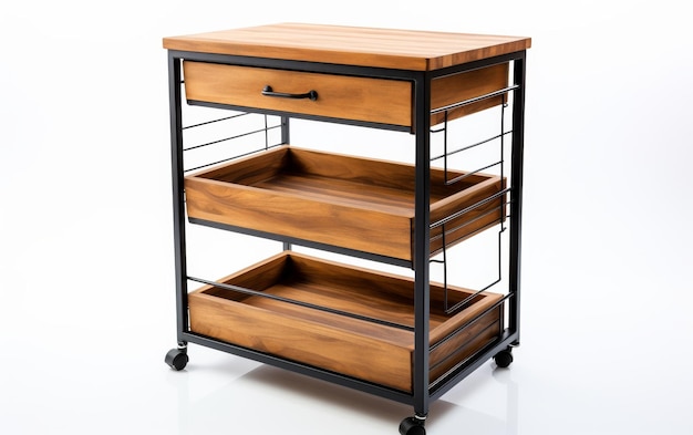 Kitchen Cart with Storage Shelves on white background