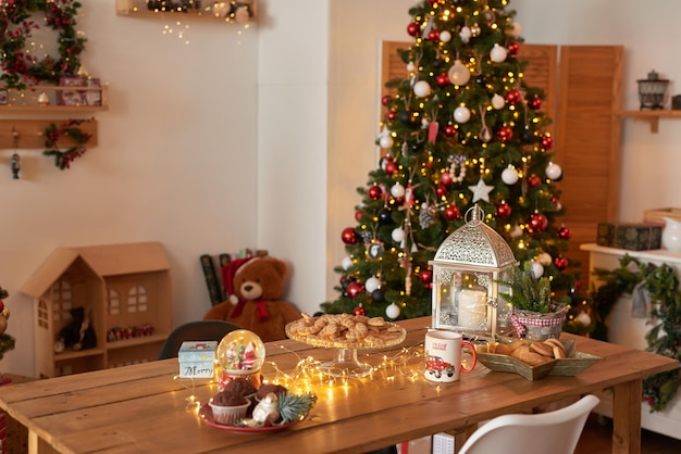 Kitchen christmas decor Furniture and utensils Christmas treat New Year celebration Winter holidays and vacations Festive table