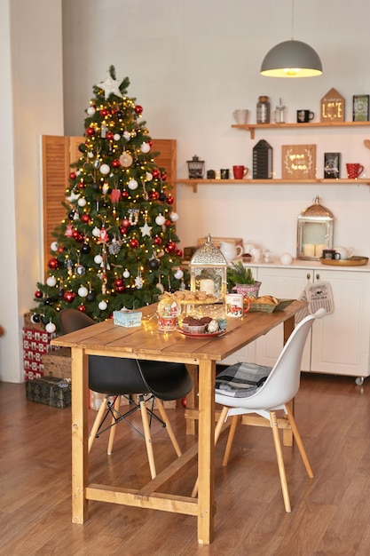 Kitchen christmas decor Furniture and utensils Christmas treat New Year celebration Winter holidays and vacations Festive table