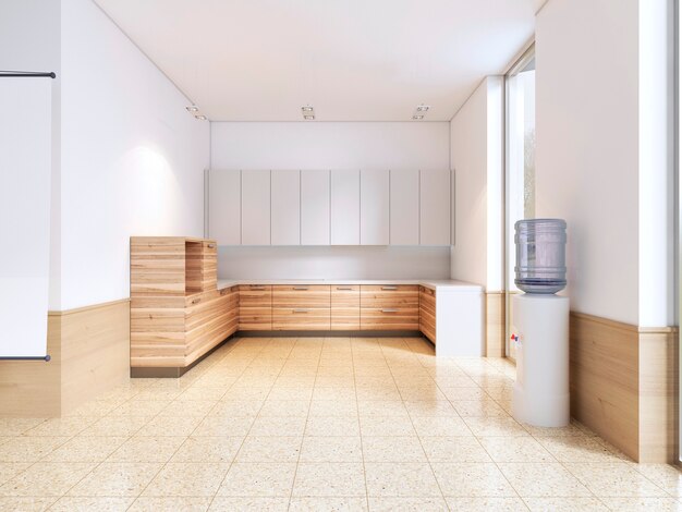 Kitchen in the classroom. 3d rendering.