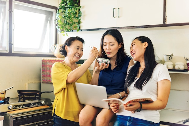 Kitchen Cooking Leisure Adorable Family Casual Concept