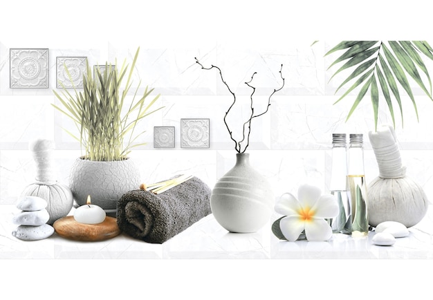 Photo kitchen decorative of wall white background set for wall tiles