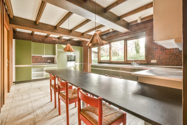 Kitchen and dining zone in studio apartment