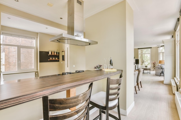 Kitchen and dining zone in studio apartment