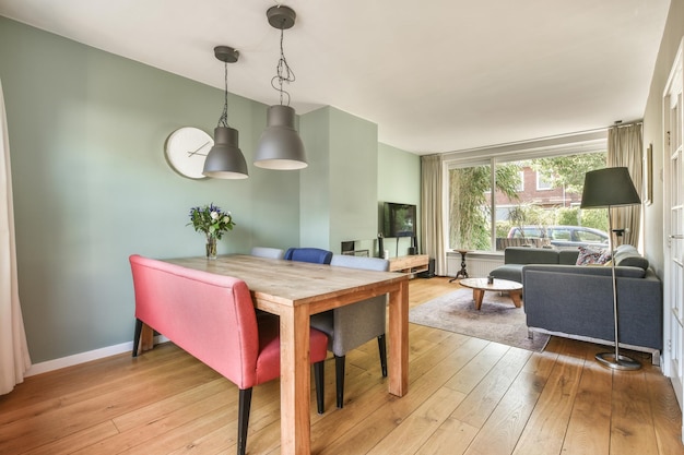 Kitchen and dining zone in studio apartment