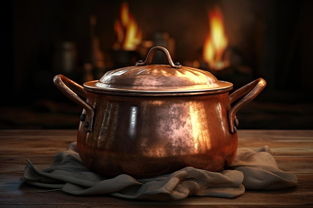 Kitchen Essential Cooking Pot with a Rustic Touch on Background Perfect for Home Cooked Meals