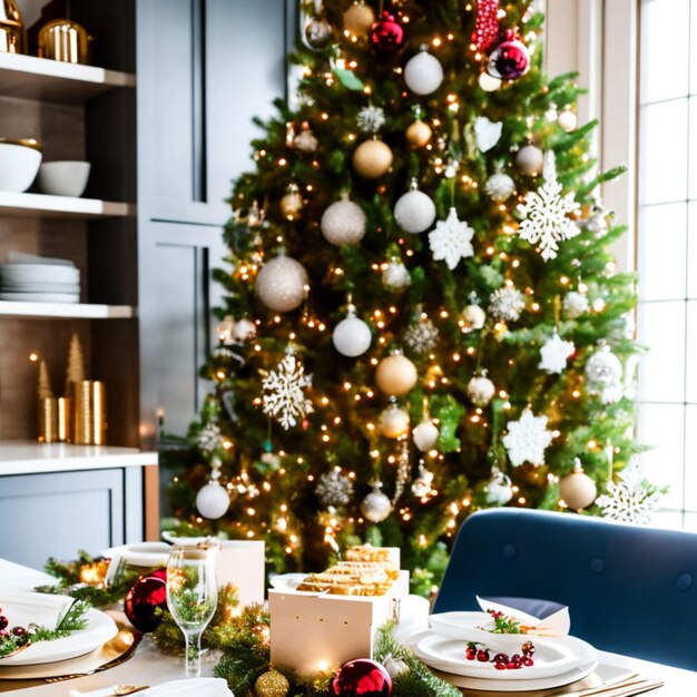 Kitchen HD adorned with christmas decorations and sweets