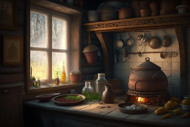 The kitchen of the house of the witcher 3