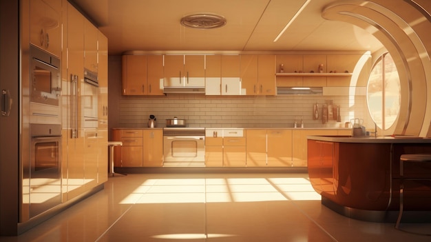 kitchen interior earth tone modern futurist