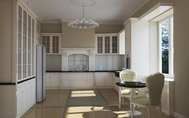 kitchen, interior visualization, 3D illustration