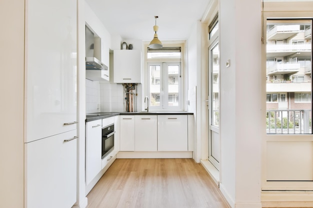 Kitchen interior with the doors