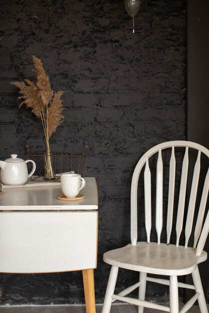 Kitchen interior with table and chair