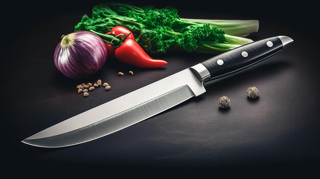 Kitchen knife for cutting vegetables generative ai