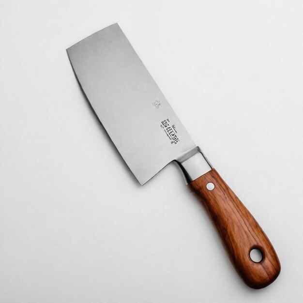 Foto un coltello da cucina con una maniglia di legno e una maniglie di legno