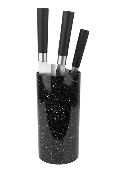 Kitchen knives in a black stand