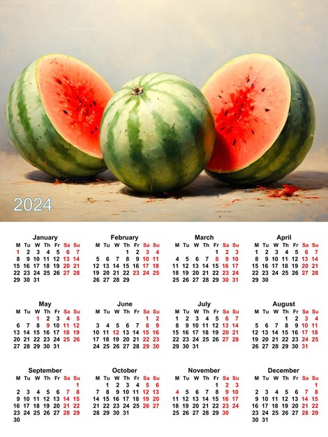 Kitchen and Living Room Print Home Decor Fruit Pop Art Wall Prints calendar Watermelons decor