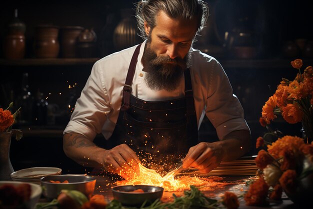 Kitchen Maestro A Captivating Chefs Portrait in Motion